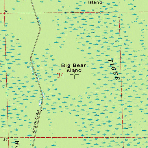 Topographic Map of Big Bear Island, FL