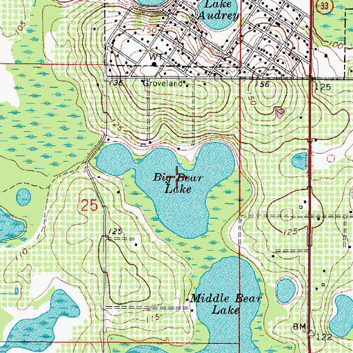 Topographic Map of Big Bear Lake, FL