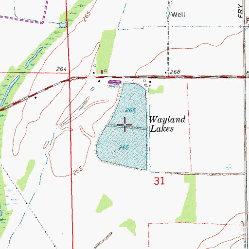 Topographic Map of Wayland Lakes, AR
