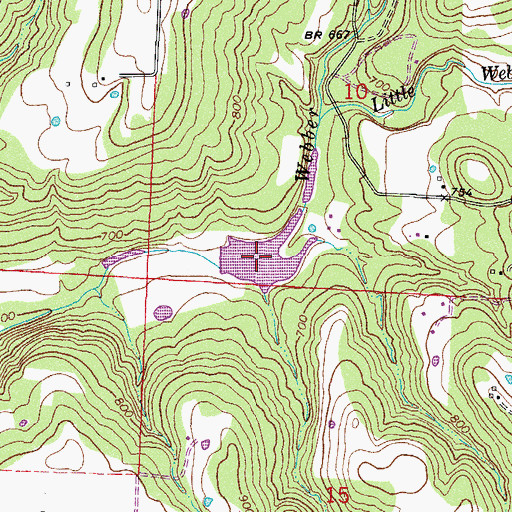 Topographic Map of Webber Creek Reservoir, AR