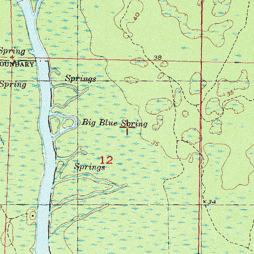 Topographic Map of Big Blue Spring, FL