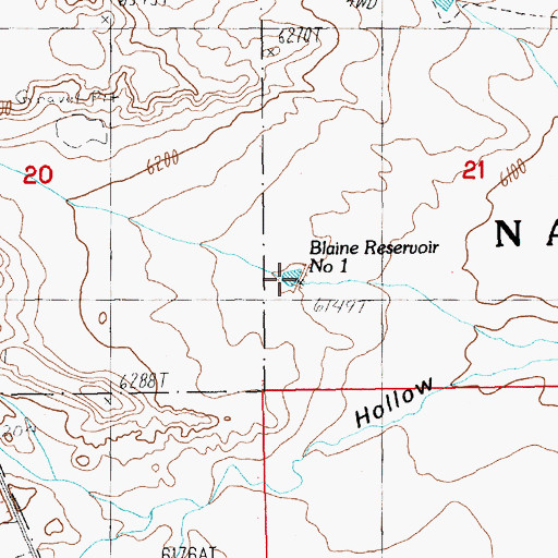 Topographic Map of Blaine Reservoir Number One, WY
