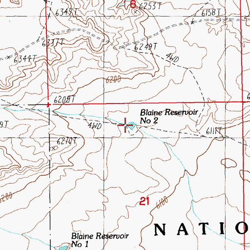 Topographic Map of Blaine Reservoir Number Two, WY