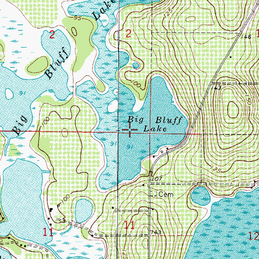 Topographic Map of Big Bluff Lake, FL