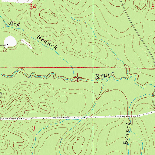 Topographic Map of Big Branch, FL