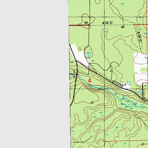 Topographic Map of Big Branch, FL