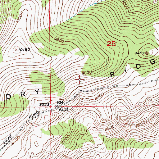 Topographic Map of Dry Ridge, WY