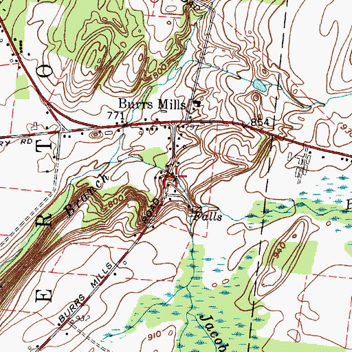 Topographic Map of Burrville Cider Mill Falls, NY