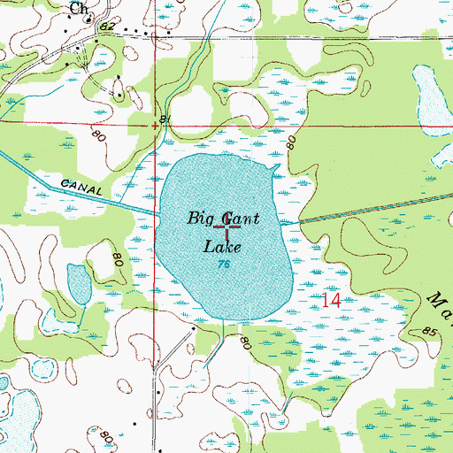 Topographic Map of Big Gant Lake, FL
