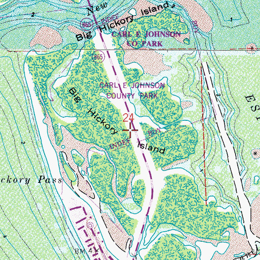 Topographic Map of Big Hickory Island, FL