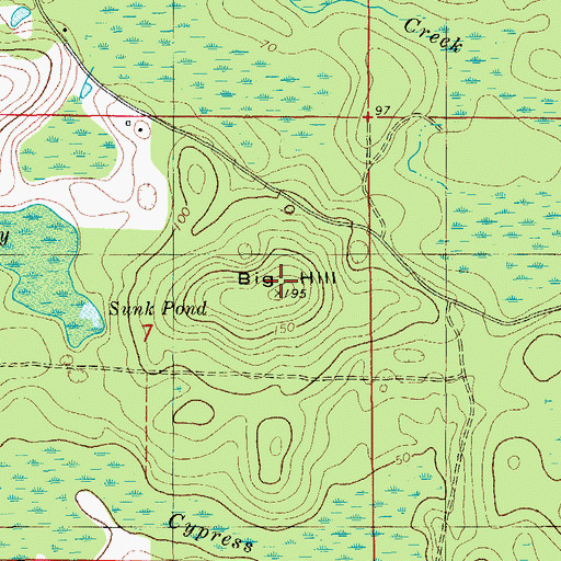Topographic Map of Big Hill, FL