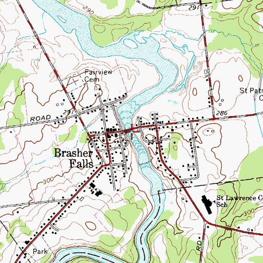 Topographic Map of Brasher Falls, NY