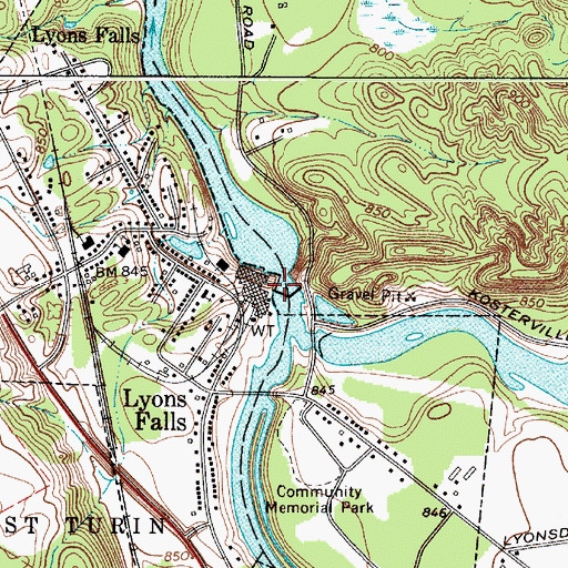 Topographic Map of Lyons Falls, NY