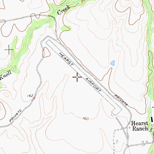 Topographic Map of Hearst Airport, CA