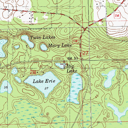 Topographic Map of Big Lake, FL