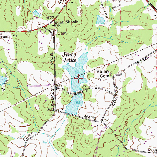 Topographic Map of Ingrams Lake, GA