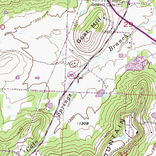 Topographic Map of Ground Cherry Creek, AR