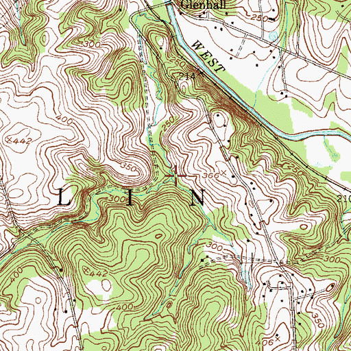 Topographic Map of Serpentine Run, PA