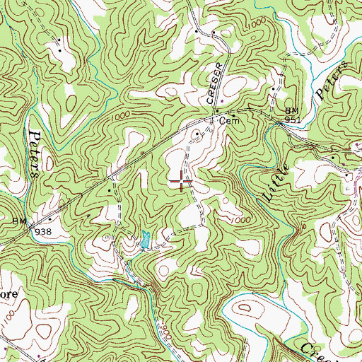 Topographic Map of Heavenly Acres Airport, NC