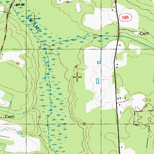 Topographic Map of Zombie Air Force Airport, NC