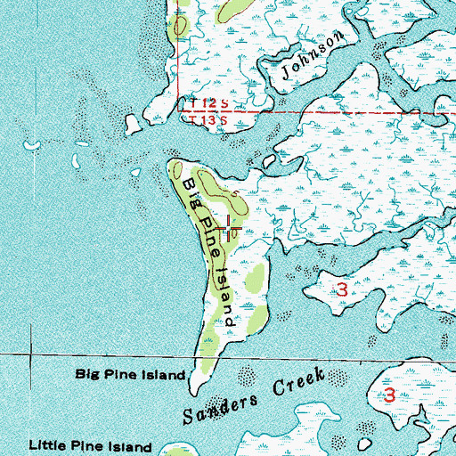 Topographic Map of Big Pine Island, FL