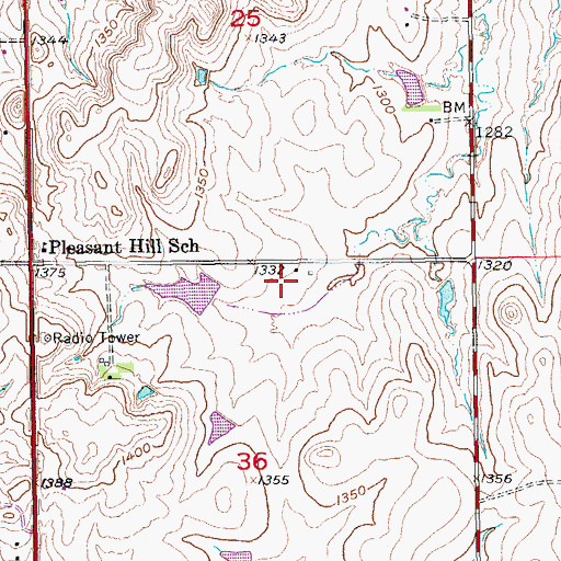 Topographic Map of Arland Airport, KS