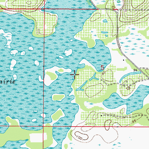 Topographic Map of Big Prairie, FL