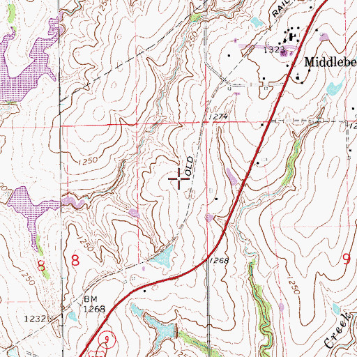 Topographic Map of Rock Ridge Airport, OK