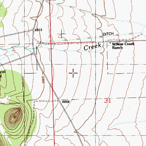 Topographic Map of Willow Creek Trading Post Airport, NV