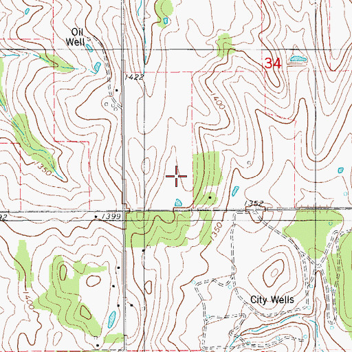 Topographic Map of Lemons Airstrip, OK