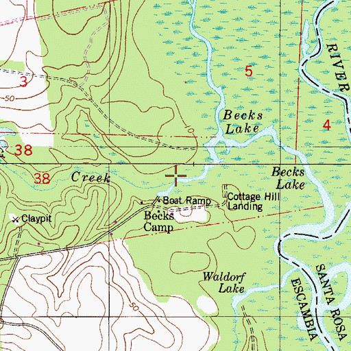 Topographic Map of Big Rock Creek, FL