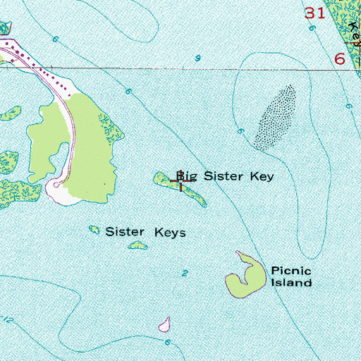 Topographic Map of Big Sister Key, FL