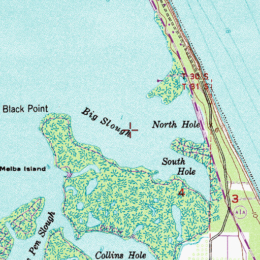 Topographic Map of Big Slough, FL