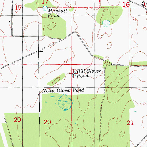 Topographic Map of Bill Glover Pond, FL