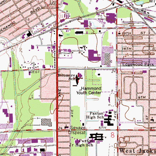 Topographic Map of Biltmore Elementary School, FL