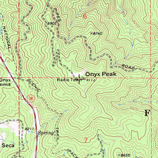 Topographic Map of Onyx Peak, CA