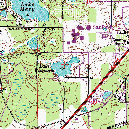 Topographic Map of Lake Bingham, FL