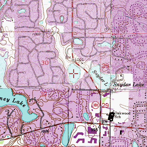 Topographic Map of Snyder Lake, MN