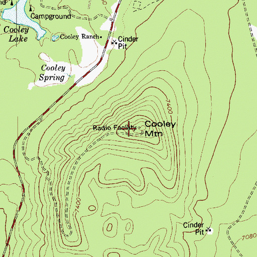 Topographic Map of Cooley Mountain, AZ