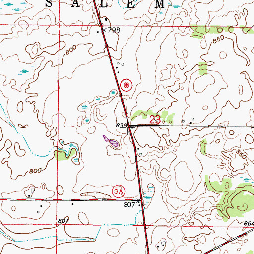 Topographic Map of Salem Lakes, WI