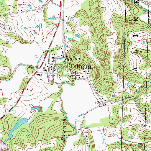 Topographic Map of Lithium Census Designated Place, MO
