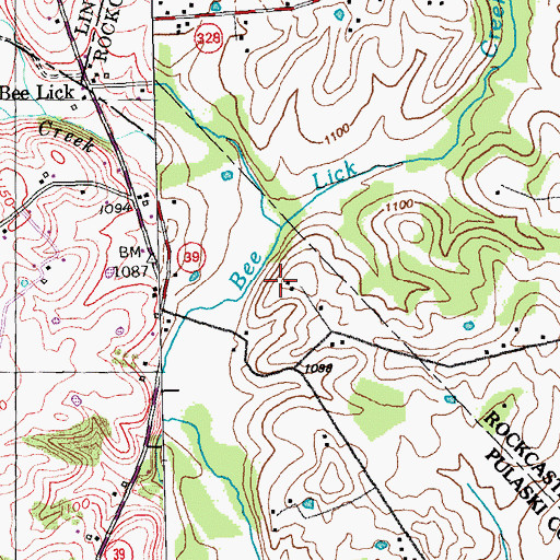 Topographic Map of Bee Lick Creek, KY