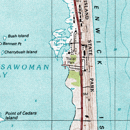 Topographic Map of Olivers Point, DE