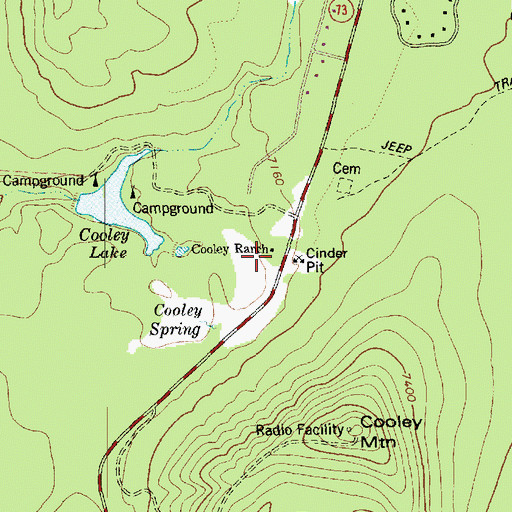 Topographic Map of Cooley Ranch, AZ