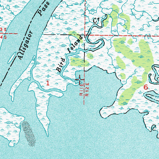 Topographic Map of Bird Island Creek, FL