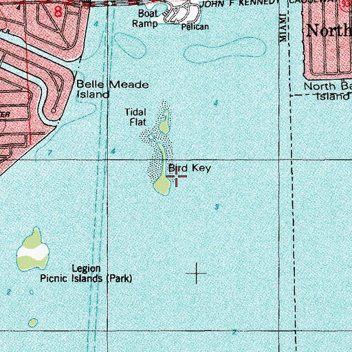 Topographic Map of Bird Key, FL