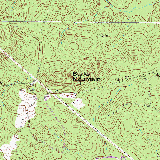 Topographic Map of Burks Mountain Barrens, GA