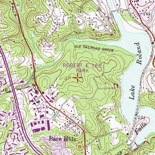 Topographic Map of Bare Hills Barrens, MD