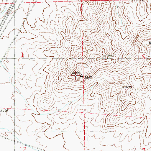 Topographic Map of Center Mountain, NV