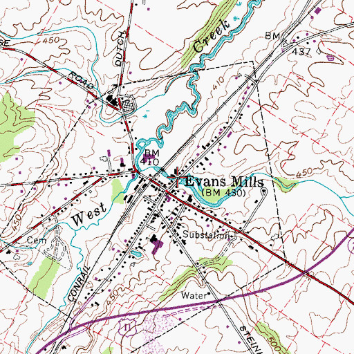 Topographic Map of Pleasant Creek Falls, NY